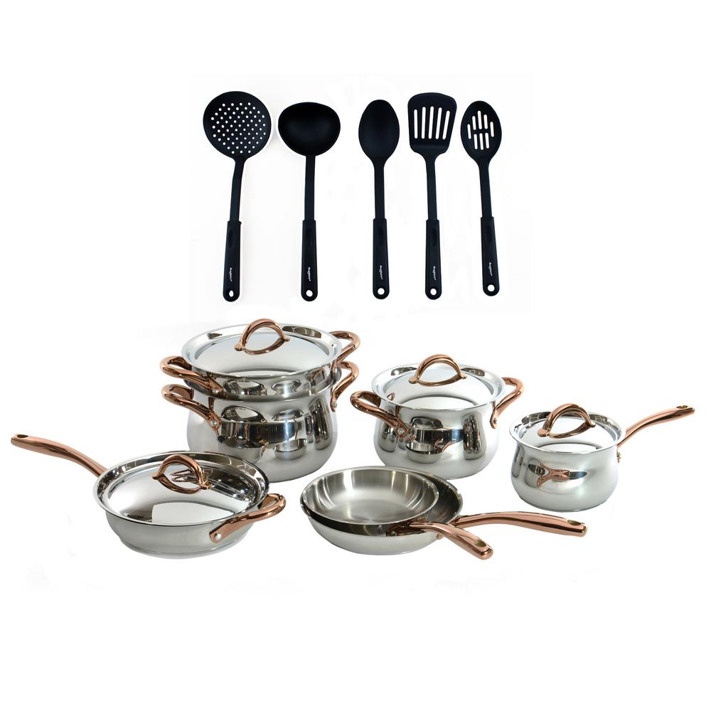 BergHOFF Ouro Gold 16-Piece 18/10 Stainless Steel Cookware Set with Nylon... by BergHOFF