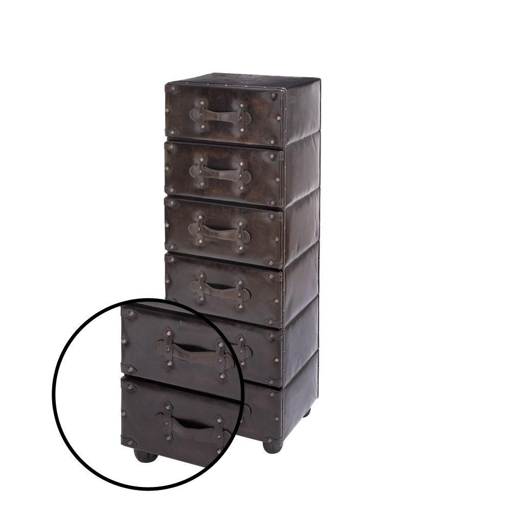 Litton Lane Dark Java Faux Leather Antique 6 Drawer Chest 66862