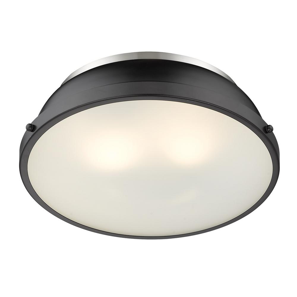 Golden Lighting 3602-14 PW-BLK Two Light Flush Mount Black