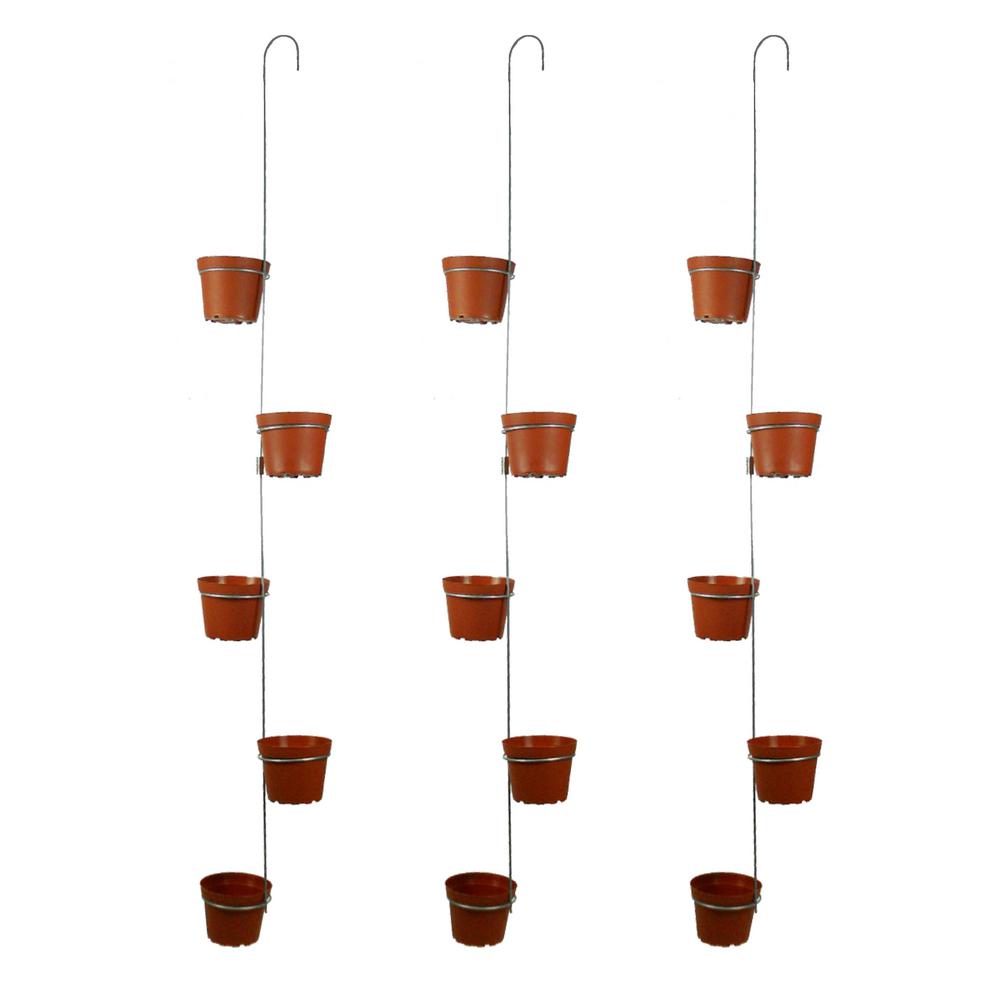 Plant Hangers Planters The Home Depot Silver Steel Planter Pot Wire Hanger 3 Pack