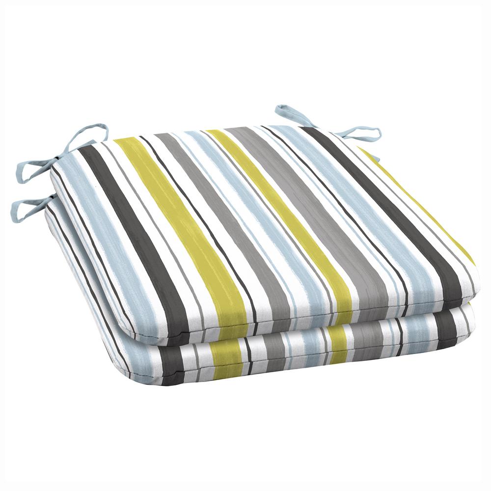 Arden Selections 19 X 18 Aquamarine Kenda Stripe Outdoor Seat 19 X 18 Aquamarine Kenda Stripe Outdoor Seat Cushion 2 Pack