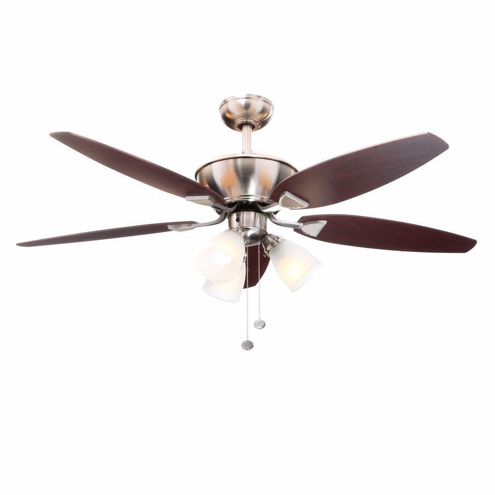 Hampton Bay Carrolton 52 In Indoor Brushed Nickel Ceiling Fan With Hampton Bay Carrolton 52 In Indoor Brushed Nickel Ceiling Fan With Light Kit