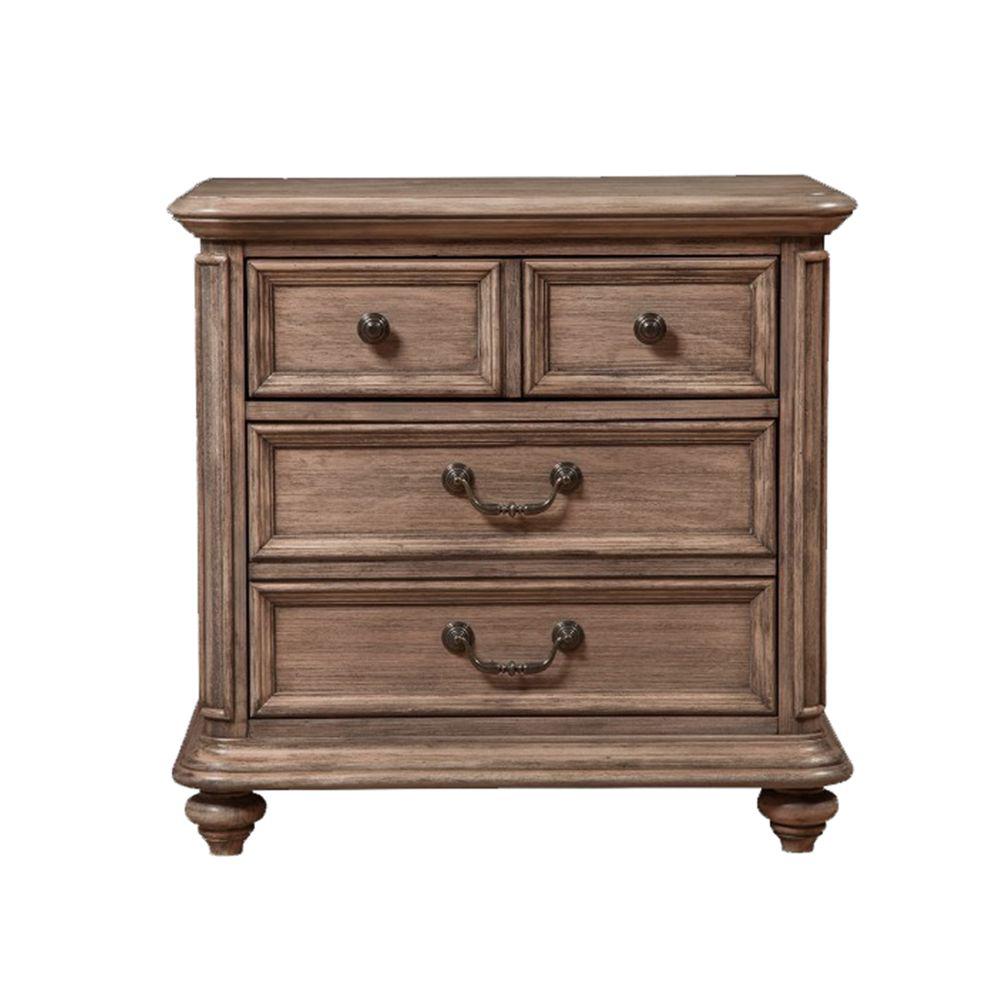 Benjara Mahogany Wood 4 Drawer French Truffle Brown Nightstand 18 In L X 28 In W X 27 In H Bm171799 The Home Depot