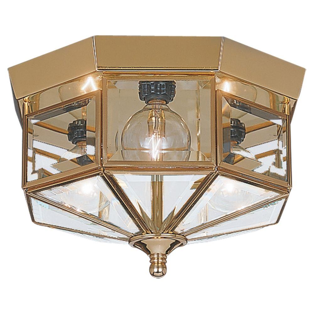 Sea Gull Lighting Grandover 3-Light Polished Brass Flush Mount