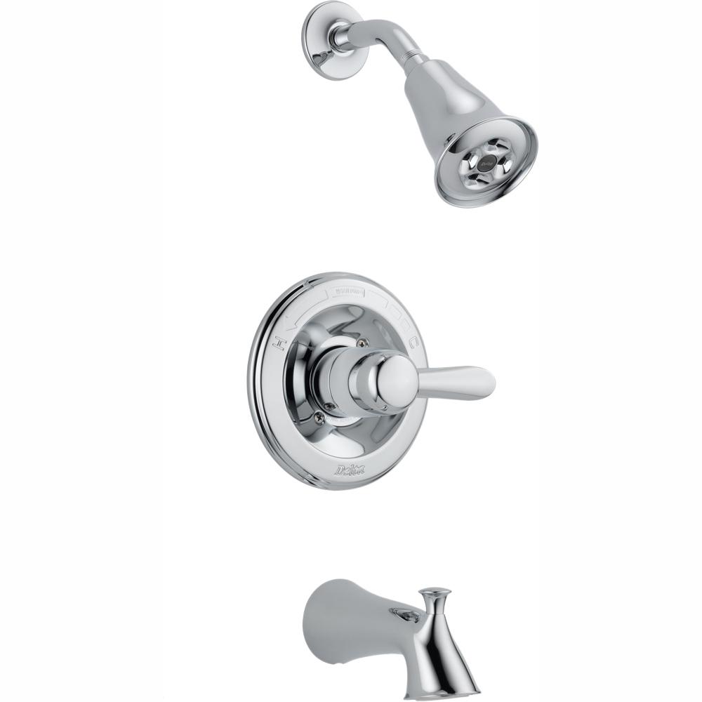 Delta Lahara 1 Handle 1 Spray Tub And Shower Faucet Trim Kit In Chrome Featuring H2okinetic Valve Not Included