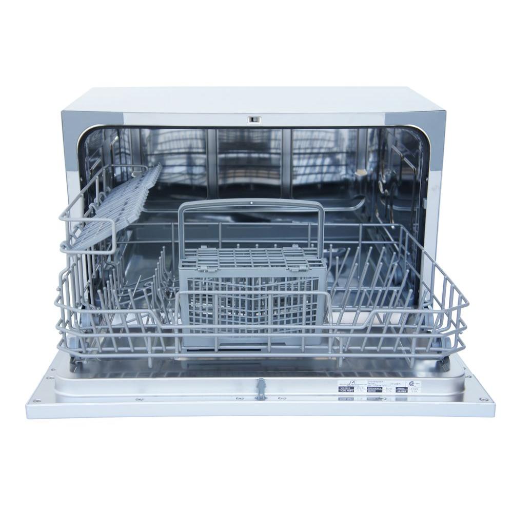 Spt Countertop Dishwasher In Silver With Delay Start And 6 Place