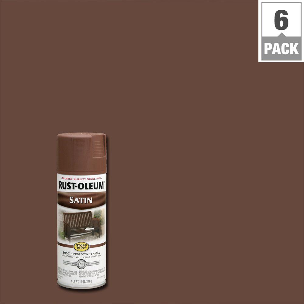 Rust Oleum Stops 12 Oz Protective Enamel Satin Chestnut Brown Protective Enamel Satin Chestnut Brown Spray Paint 6 Pack