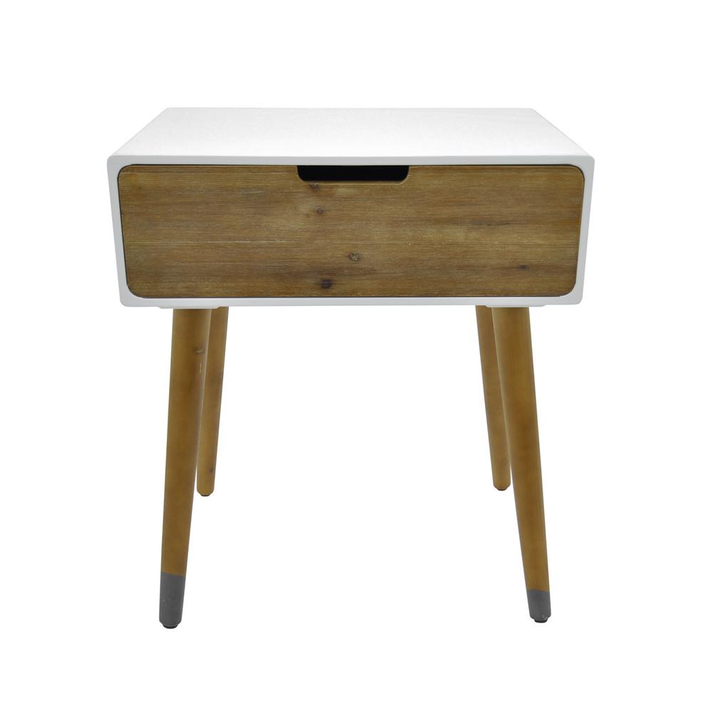 Three Hands 23 75 In White Side Table With 1 Drawer 59865 The White Side Table With 1 Drawer