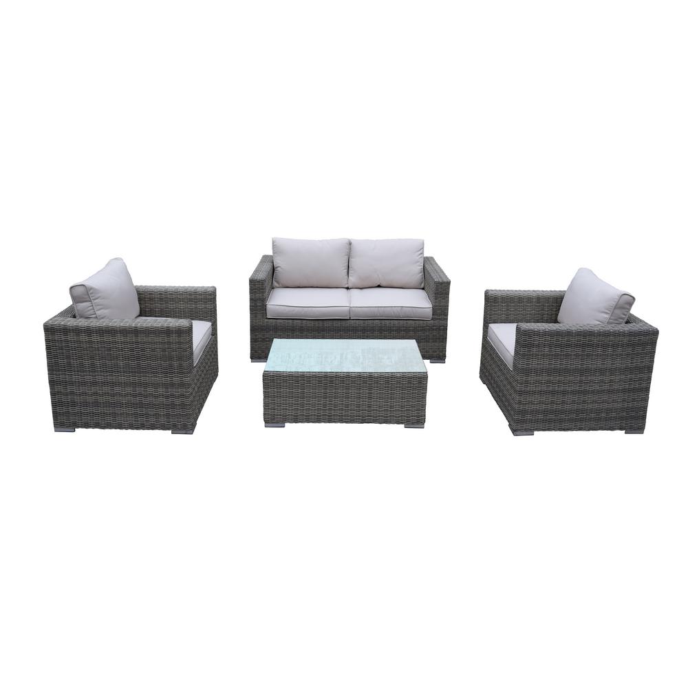 Borneo 4 Piece Wicker Patio Deep Seated Conversation Set Hd93014 Borneo 4 Piece Wicker Patio Deep Seated Conversation Set Hd93014 8csbg Bg The Home Depot