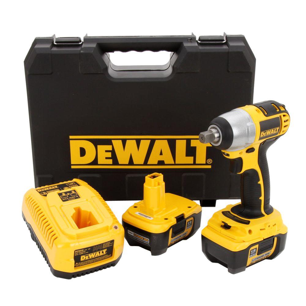 DEWALT 18-Volt XRP NiCd Cordless 1/2 in. Impact Wrench Kit with (2 ...