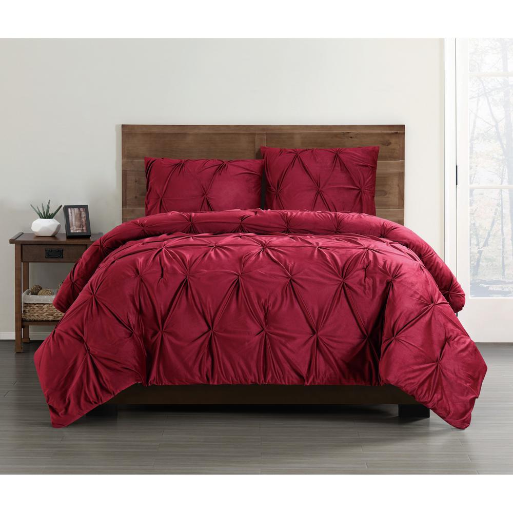 Truly Soft Everyday Pleated Velvet Red Twin Xl Comforter Set Everyday Pleated Velvet Red Twin Xl Comforter Set