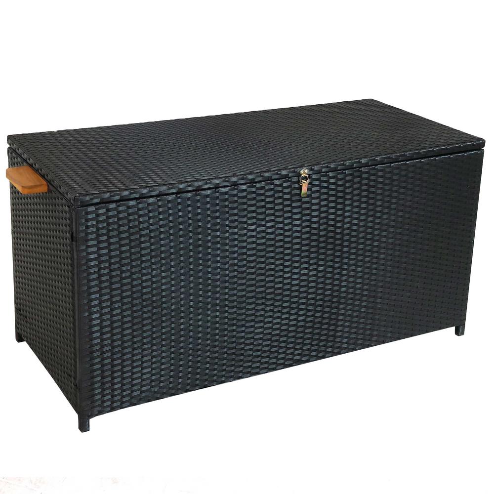 Sunnydaze Decor 75 Gal. Outdoor Resin Wicker Deck Storage Box with
