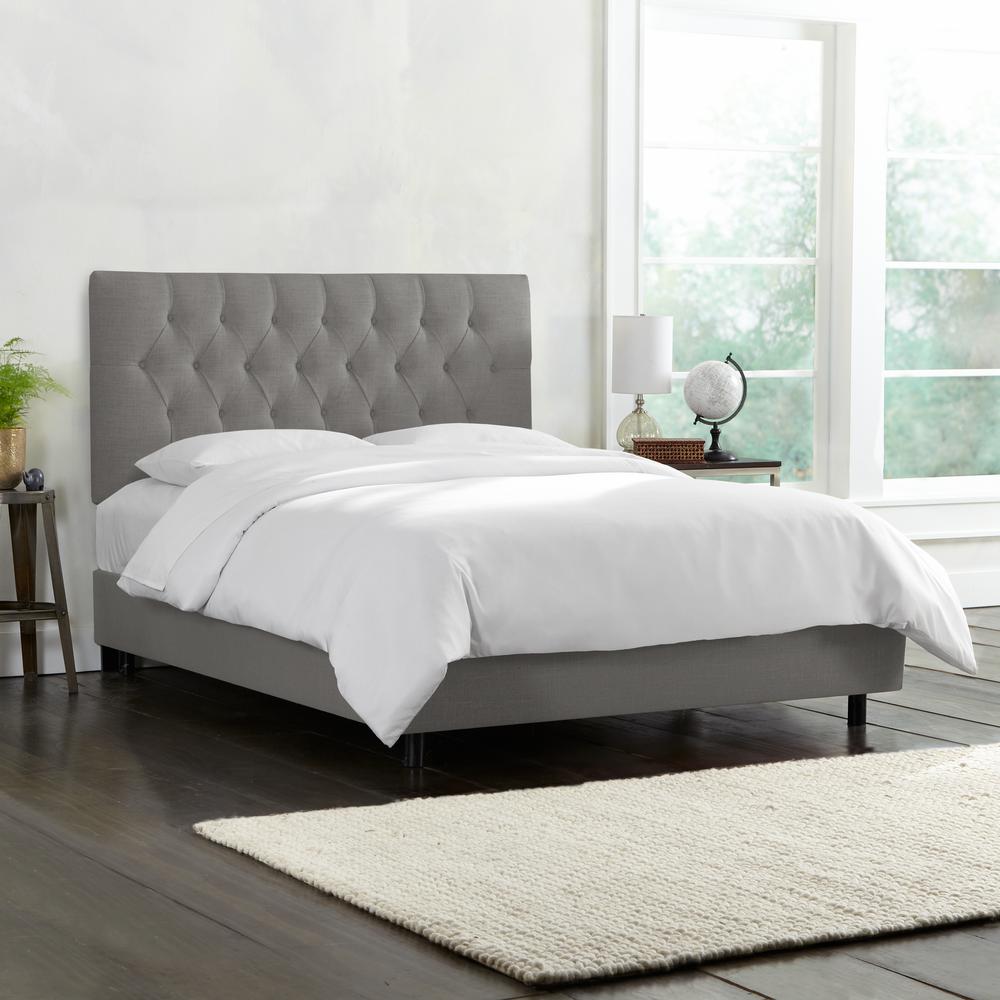 Linen Grey Full Diamond Tufted Bed541BEDLNNGR The Home Depot