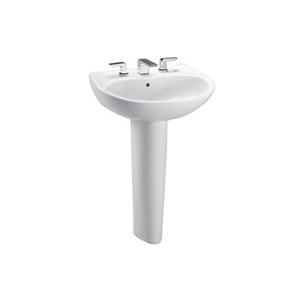 Toto Supreme 23 In Pedestal Combo Bathroom Sink With Single Faucet Hole In Cotton White