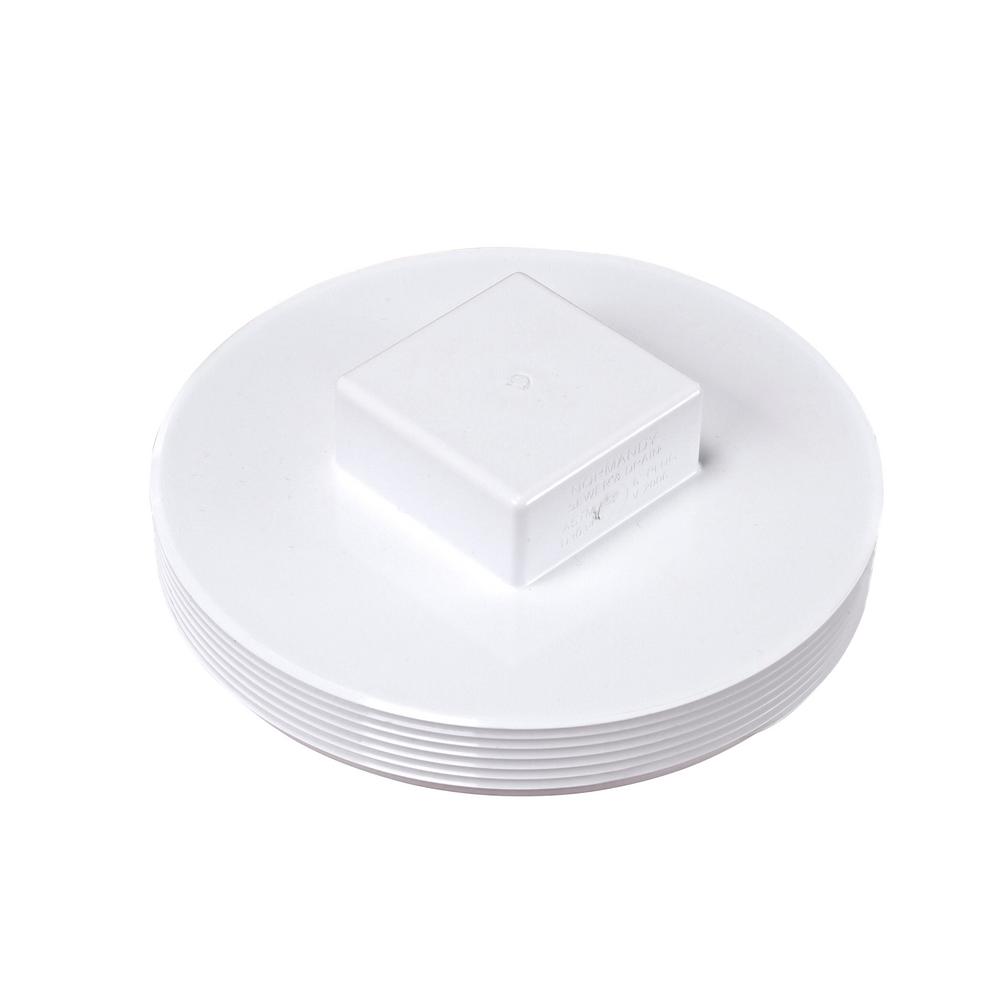 NDS PVC S&D Cleanout Plug, 6 in. MPT, White/Matte & NDS 6 in. PVC Hub x FPT Female Adapter