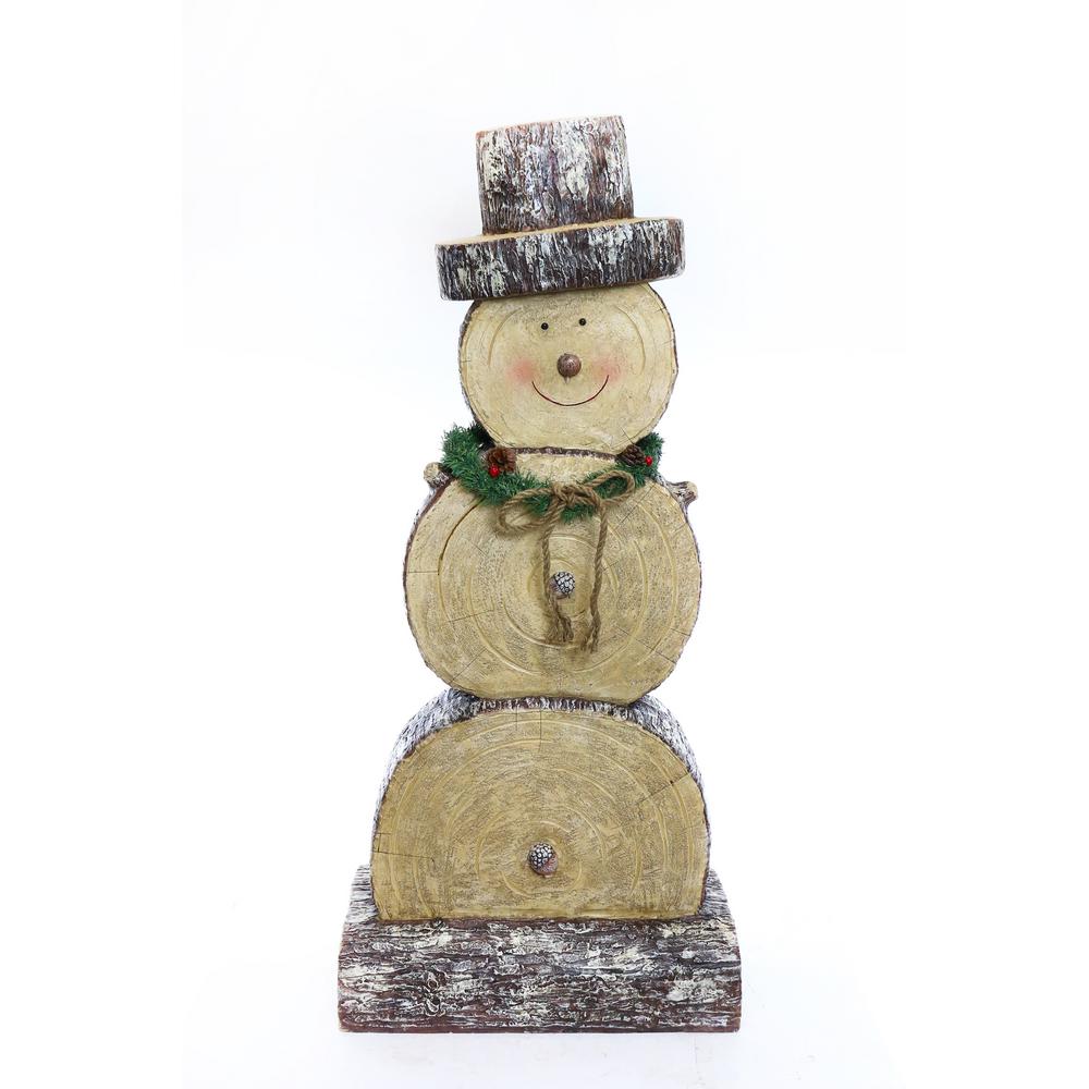 Alpine Wooden Snowman StatueWTJ102L The Home Depot