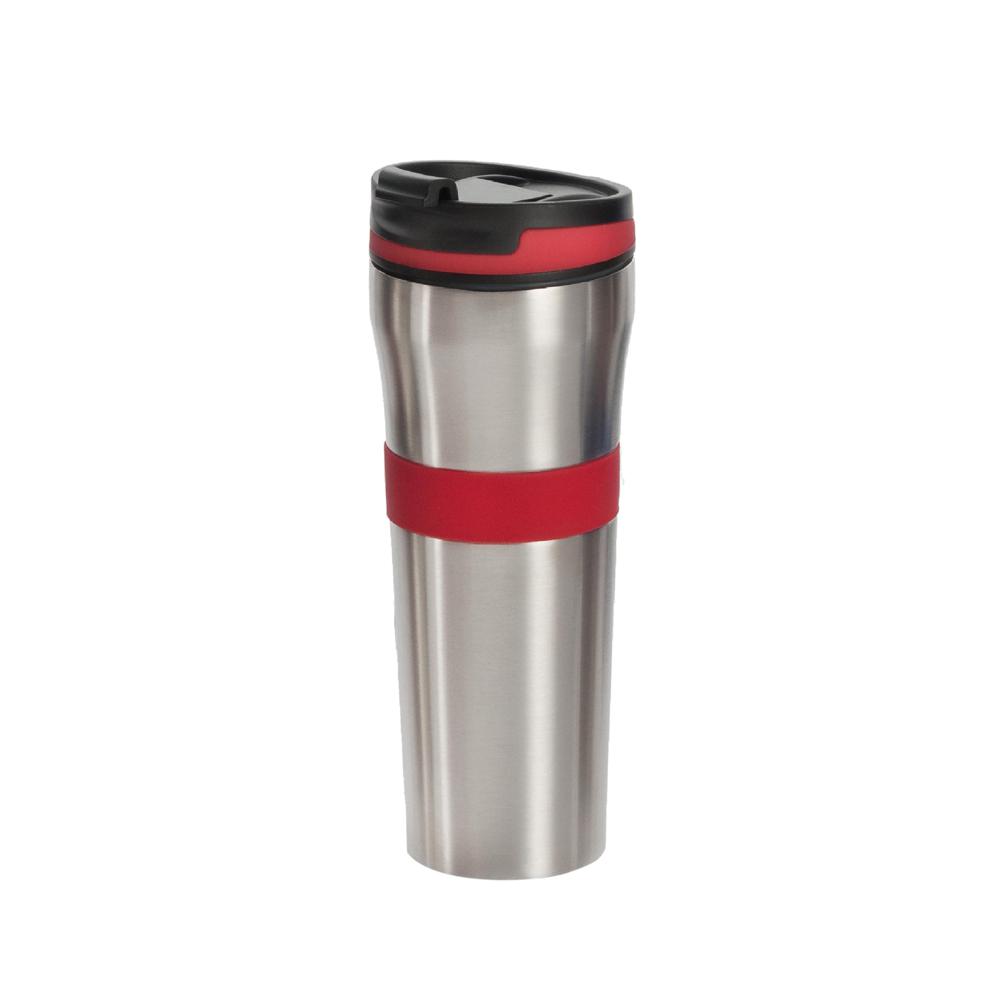 ExcelSteel 20 oz. Red Double Wall Stainless Steel Coffee Tumbler with ...