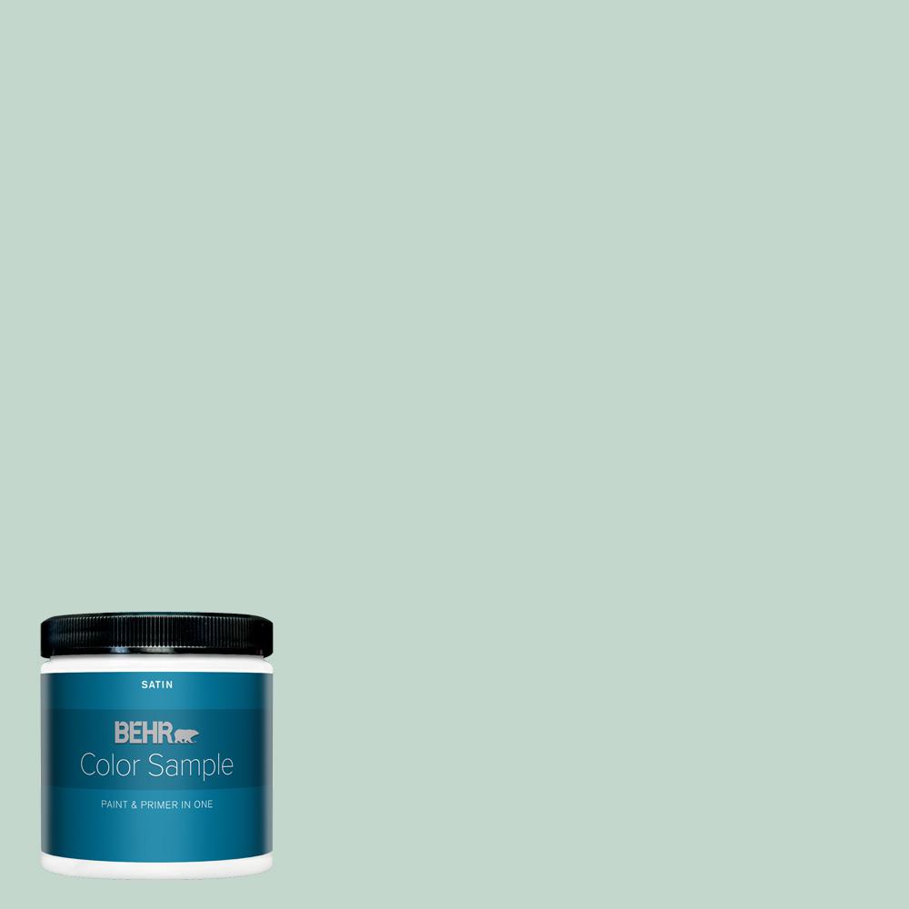 Behr Premium Plus 8 Oz 470e 3 Aqua Smoke Satin Enamel Interior Paint