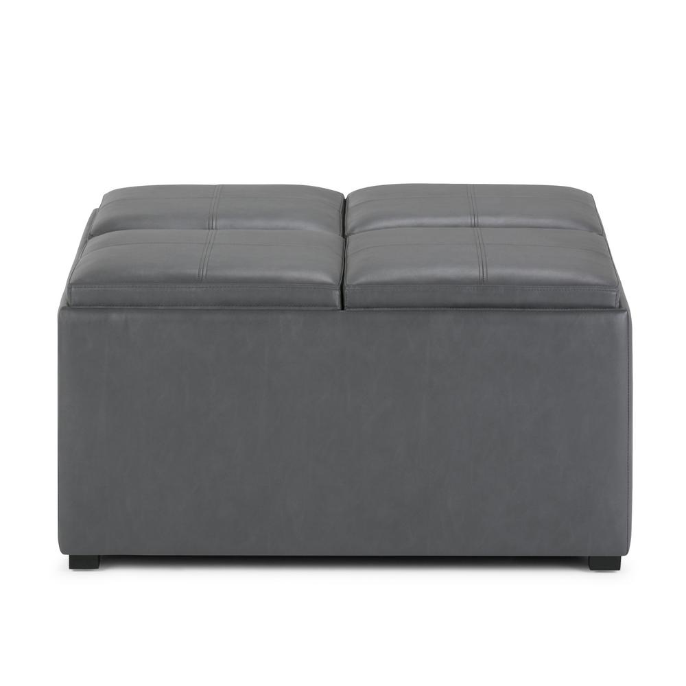 Simpli Home Avalon Stone Grey Coffee Table Storage Ottoman With 4 Simpli Home Avalon Stone Grey Coffee Table Storage Ottoman With 4 Serving Trays