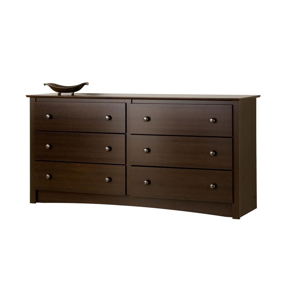 Prepac Fremont 6 Drawer Espresso Dresser EDC 6330-K - The Home Depot