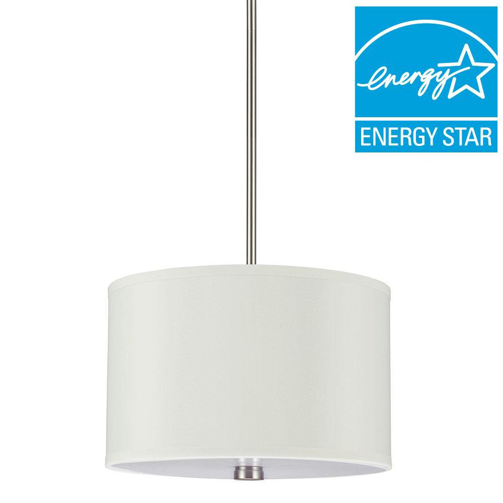 Dayna 2 Light Brushed Nickel Shade Pendant With Led Bulbs Dayna 2 Light Brushed Nickel Shade Pendant With Led Bulbs
