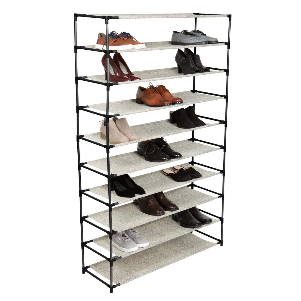 Simplify 36 6 In X 11 8 In 59 In 50 Pair Iron Plastic Shoe Rack 23205 Blackfej The Home Depot