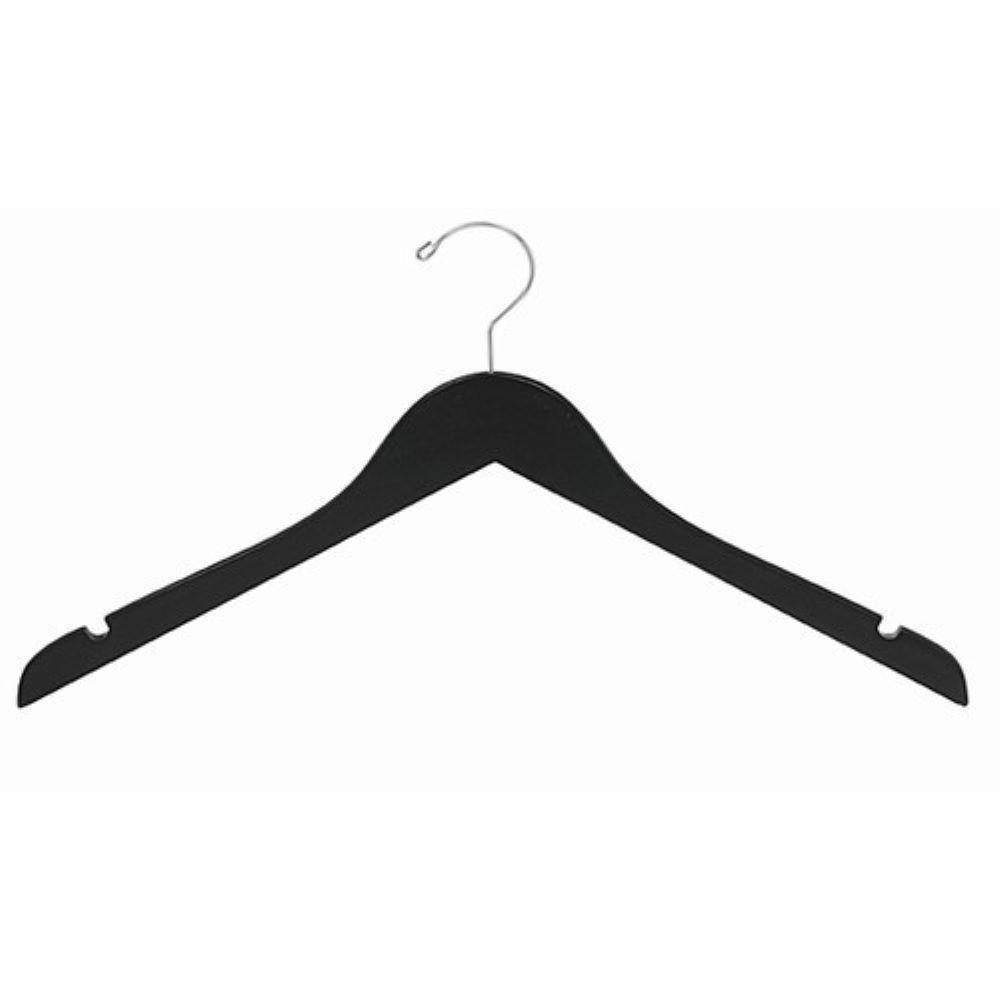 Only Hangers 17 in. Black Wooden Shirt-Dress Hanger (25-Pack)-BLK100(25