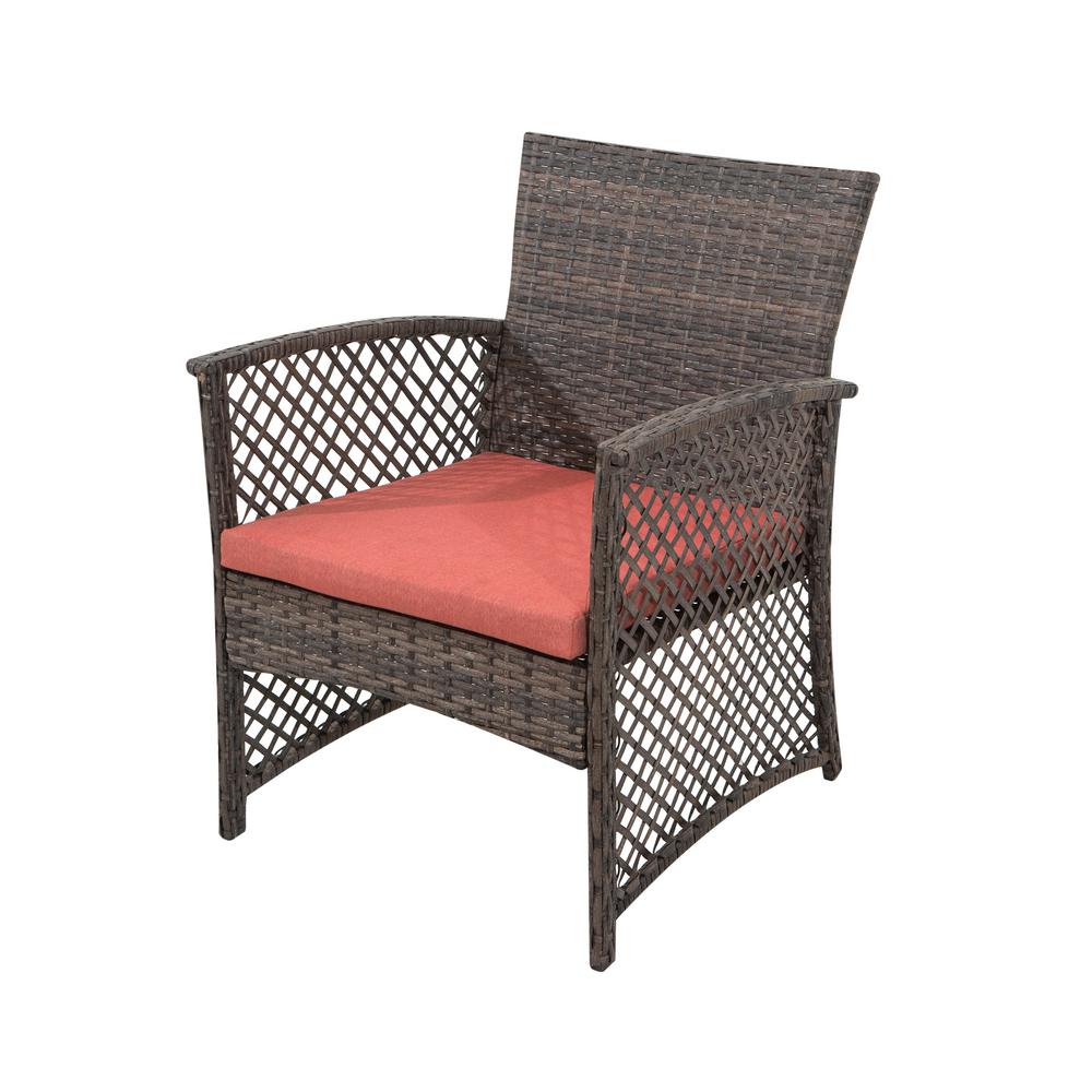 Westin Outdoor Highland 3 Piece Coffee Woven Rattan Wicker Sofa Set With Orange Cushions P140 05 The Home Depot
