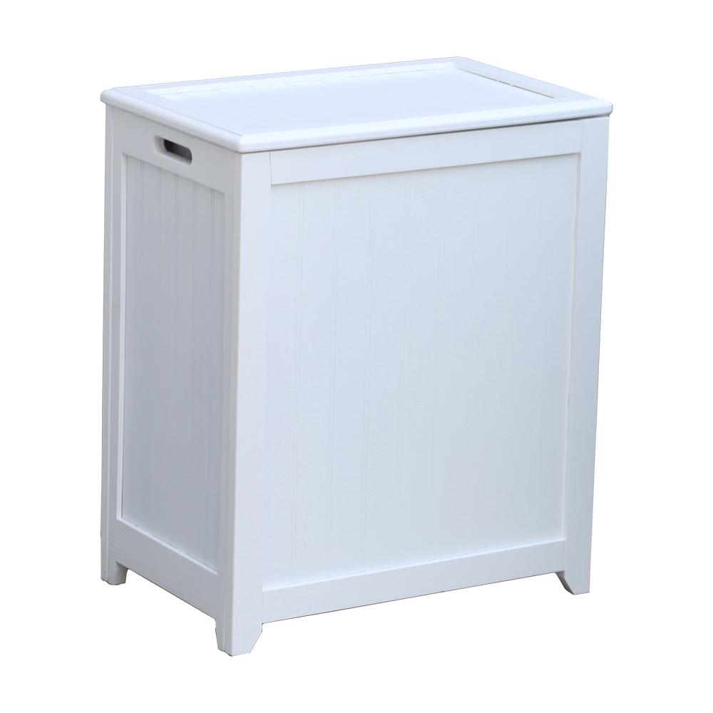 Wood Hampers Laundry Room Storage The Home Depot White Wainscot Style Rectangular Laundry Hamper