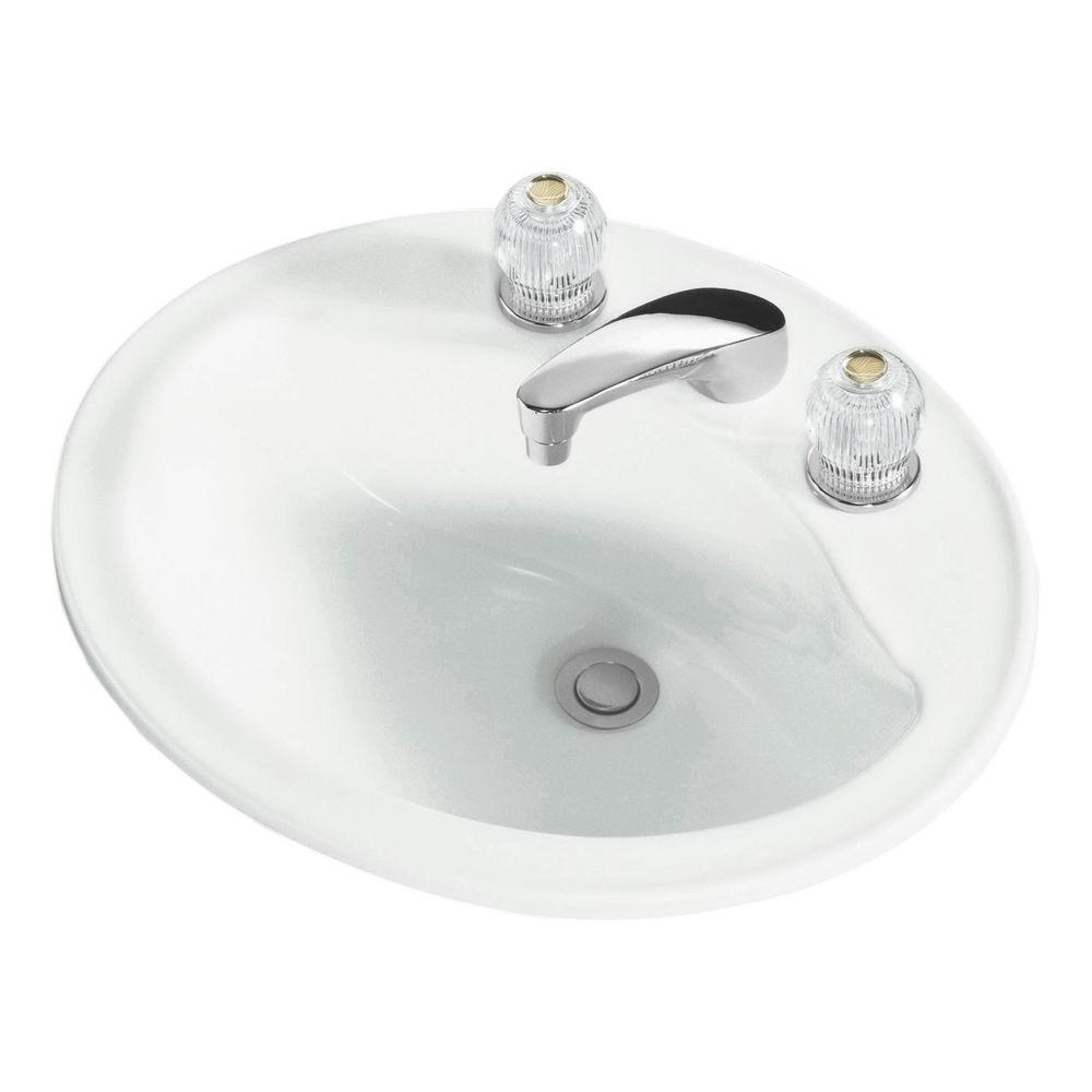 Sterling Sanibel Drop In Ceramic Oval Bathroom Sink In White With Overflow Drain 442008 0 The Home Depot