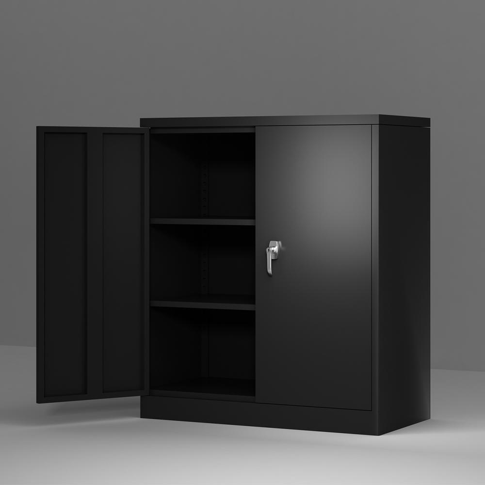 Harper Bright Designs Lockable Black Metal Storage Cabinet With