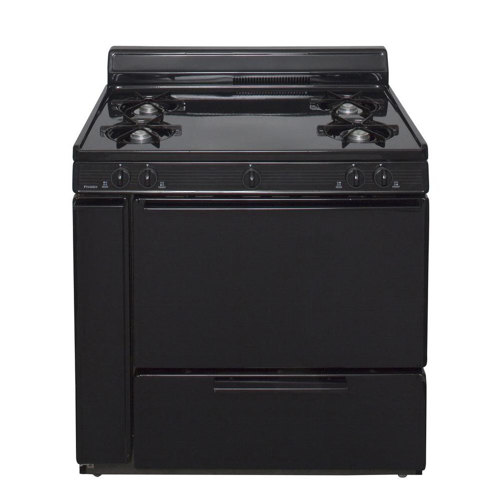 Premier 36 in. 3.91 cu. ft. Battery Spark Ignition Gas Range in Black ...