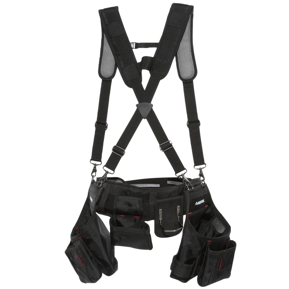 HUSKY Black Waist Tool Belt Bag Adjustable Rig Suspension Fabric Pouch ...