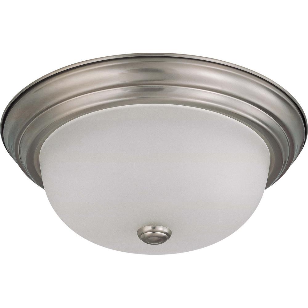 Green Matters 2 Light Flush Mount Brushed Nickel Fluorescent Light Flush Mount Brushed Nickel