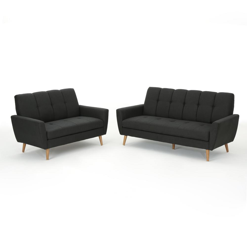 Black Fabric Sofa And Loveseat Set