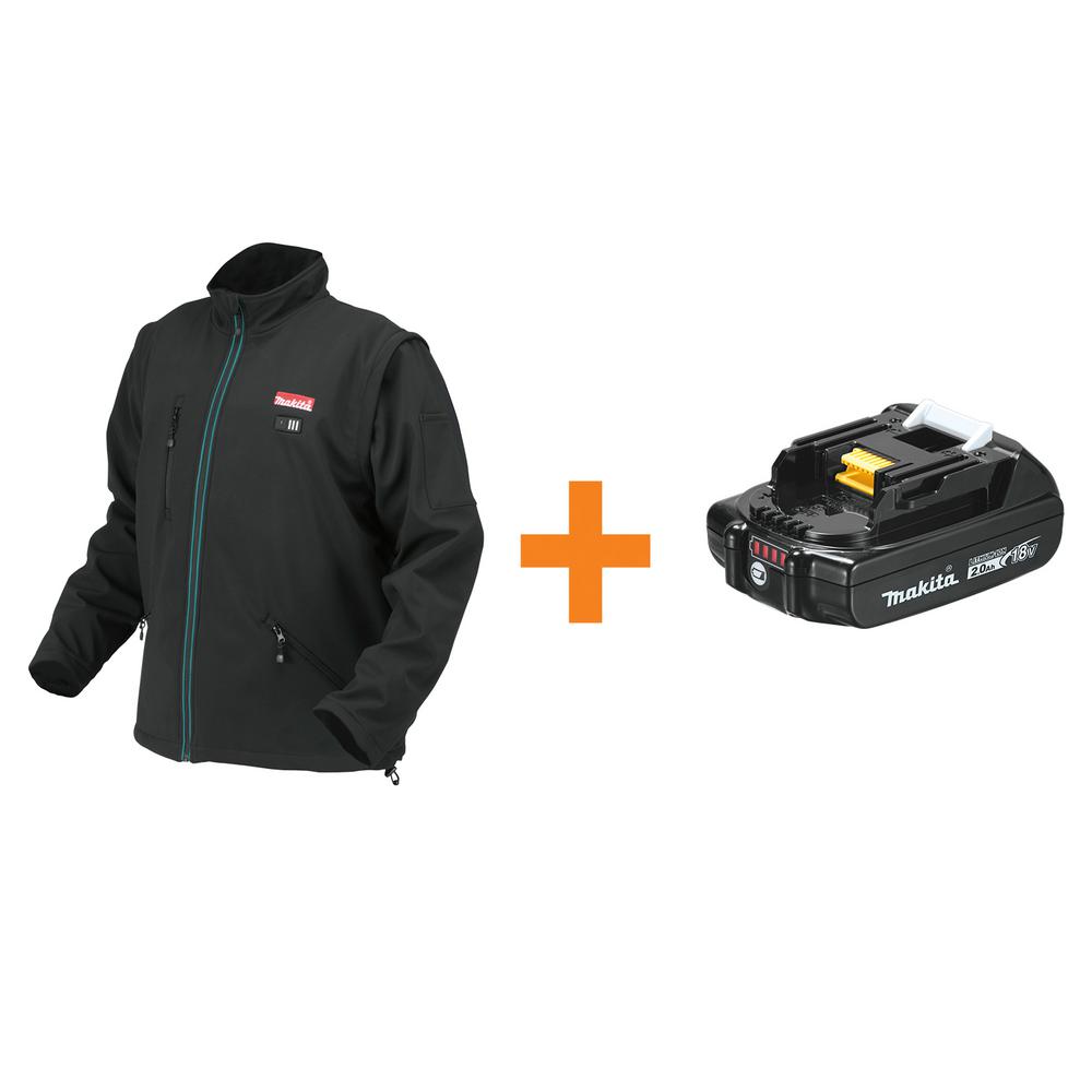 Makita Men's Small Black 18Volt LXT LithiumIon Cordless Heated Jacket