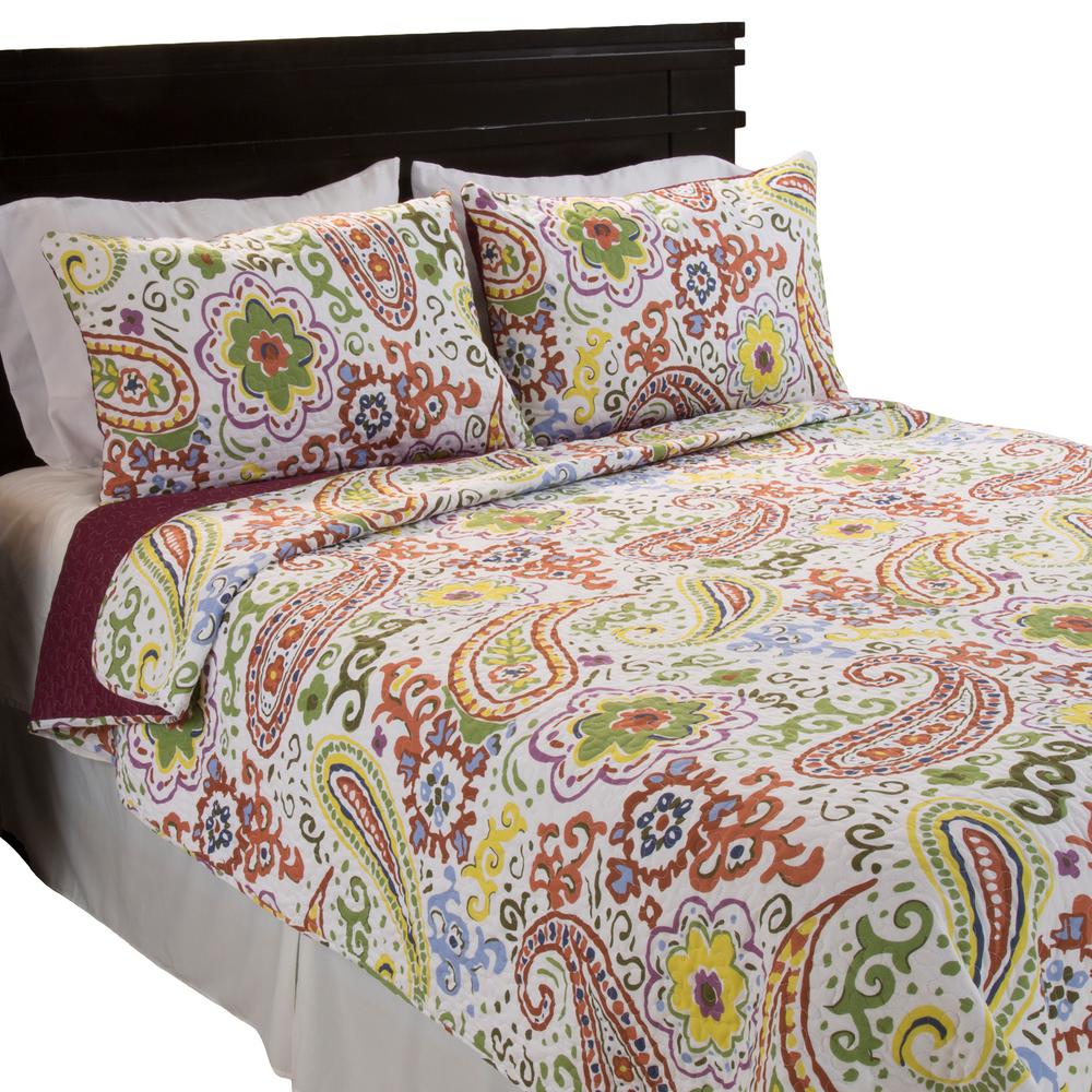 Paisley Boho Chic Bedroom Bedding Quilt Set Sham Blanket 3 ...