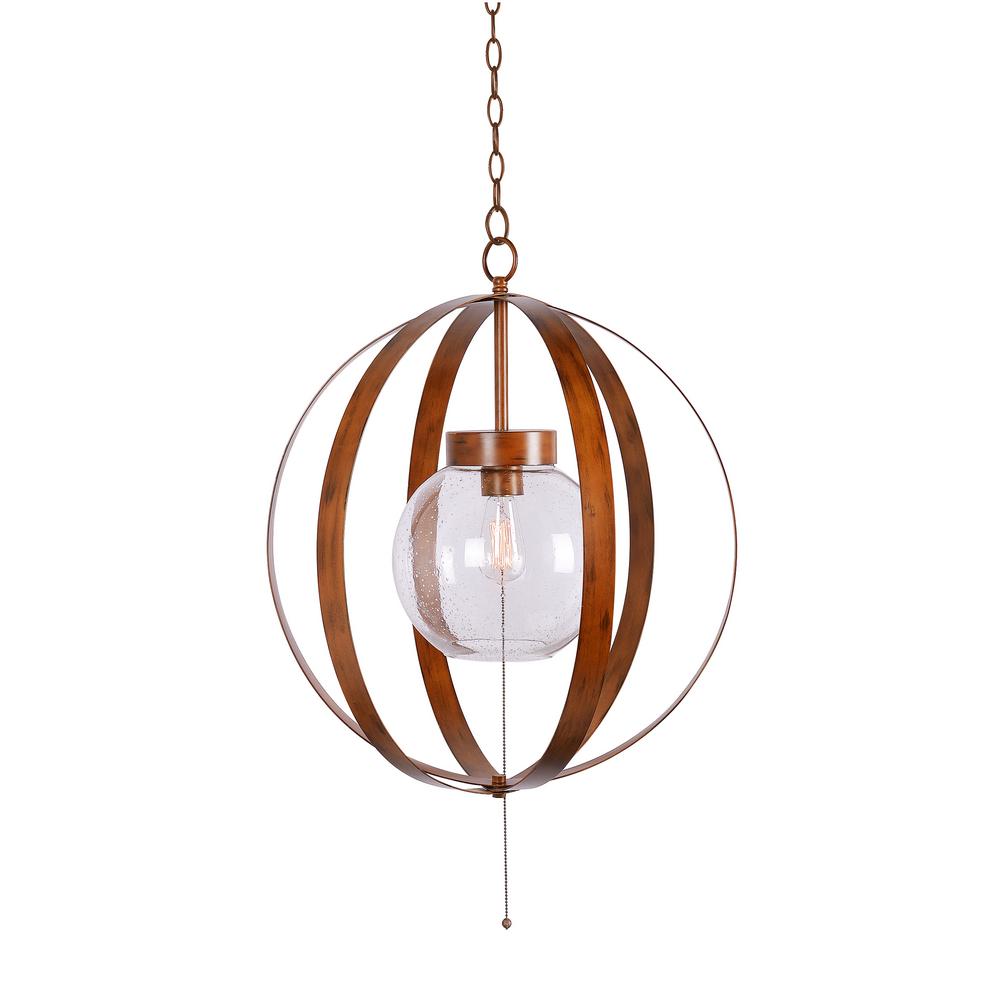 Olivia Large 1 Light Faux Wood Hanging Outdoor Swag Pendant