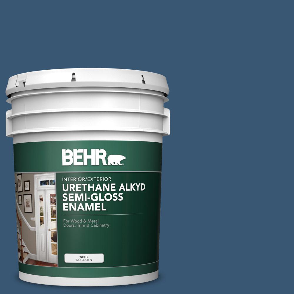 BEHR 5 gal. M5006 Express Blue Urethane Alkyd SemiGloss Enamel