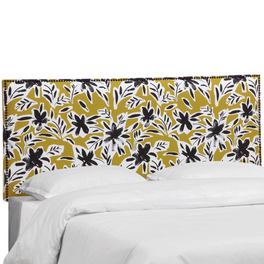 Skyline Furniture King Nail On Border Headboard In Cari Fl Skyline Furniture King Nail On Border Headboard In Cari Fl Ochre 283nb Bkcrfloch The Home Depot
