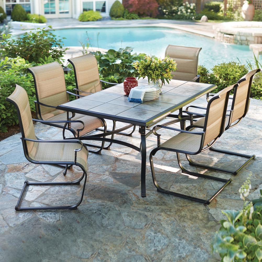 Hampton Bay Belleville 7-Piece Padded Sling Outdoor Dining Set