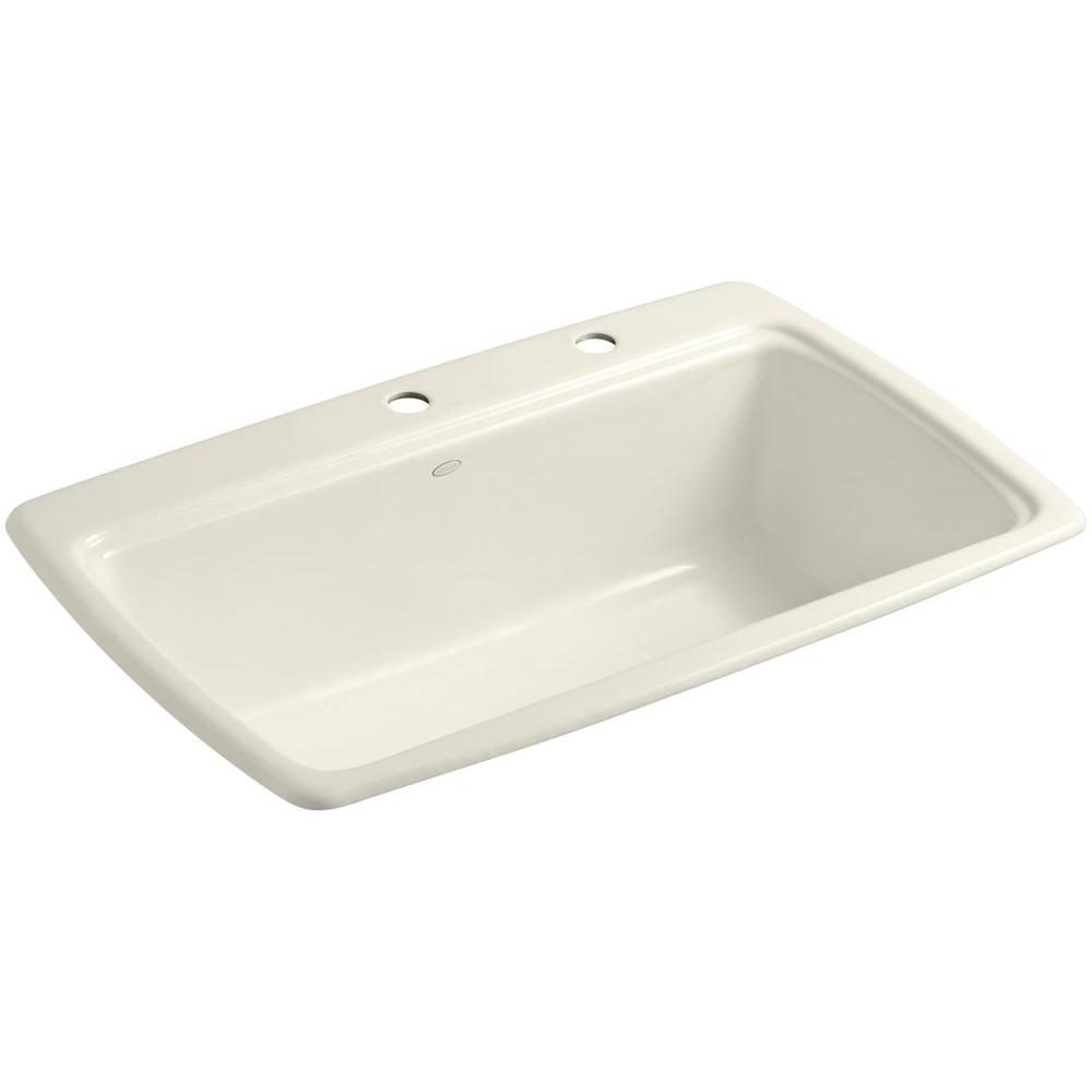 KOHLER Cape Dory DropIn CastIron 33 in. 2Hole Single Bowl Kitchen