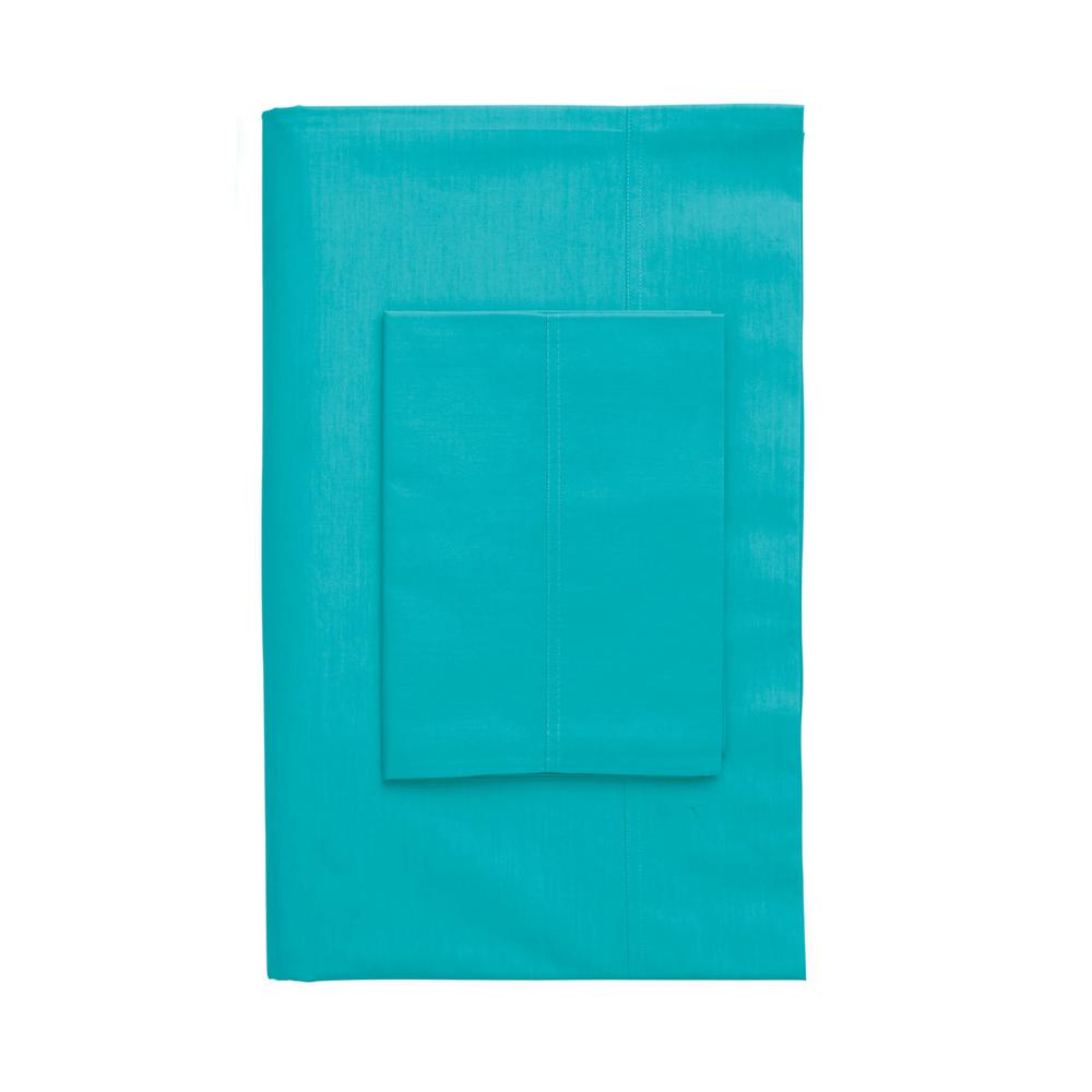 The Company Store Classic Turquoise Blue Solid Cotton Percale Full