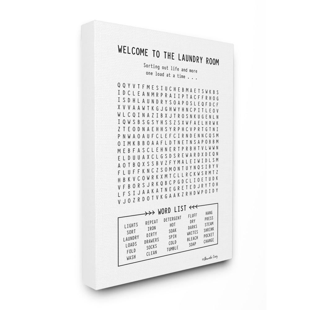 The Stupell Home Decor Collection 24 In X 30 In Black And White Laundry Room Crossword Puzzle Sign Canvas Wall Art By Shawnda Craig Wrp 1248 Cn 24x30 The Home Depot