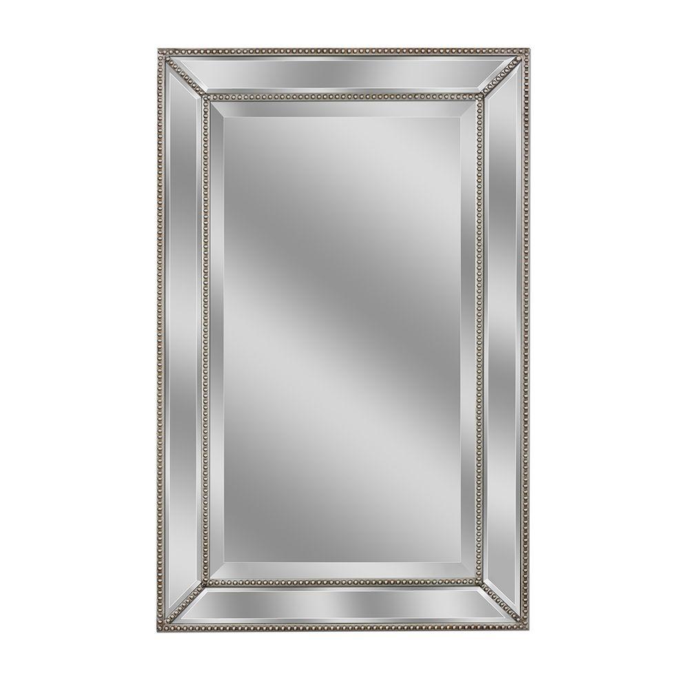 Deco Mirror 24 In W X 36 In H Framed Rectangular Beveled Edge Bathroom Vanity Mirror In Champagne Silver 1228 The Home Depot