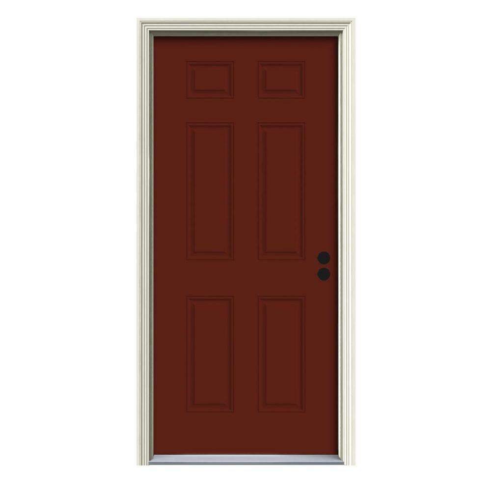 JELDWEN 36 in. x 78 in. 6Panel Primed Steel Prehung Left JELDWEN 36 in. x 78 in. 6Panel Primed Steel Prehung Left