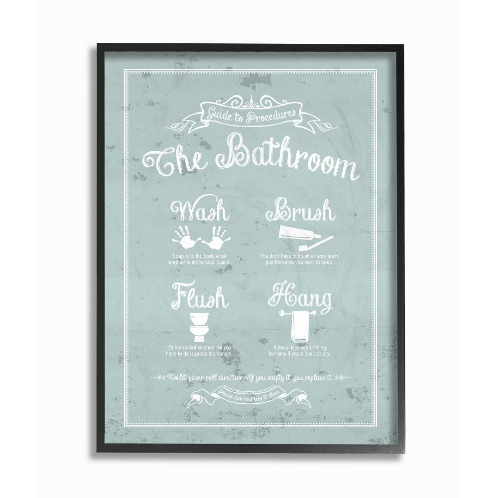 The Stupell Home Decor Collection 11 In X 14 In Guide To Procedures Bathroom Blue By Lettered And Lined Wood Framed Wall Art Wrp 1186 Fr 11x14 The Home Depot
