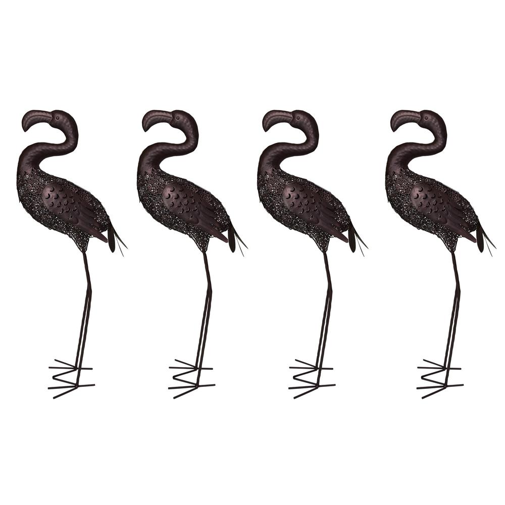 35 In Steel Indoor Outdoor Animal Garden Flamingo Metal Bird Steel Indoor Outdoor Animal Garden Flamingo Metal Bird Sculpture Statue With Solar