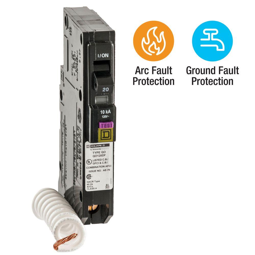 GE QLine 20 Amp SinglePole Dual Function Arc Fault/GFCI Breaker
