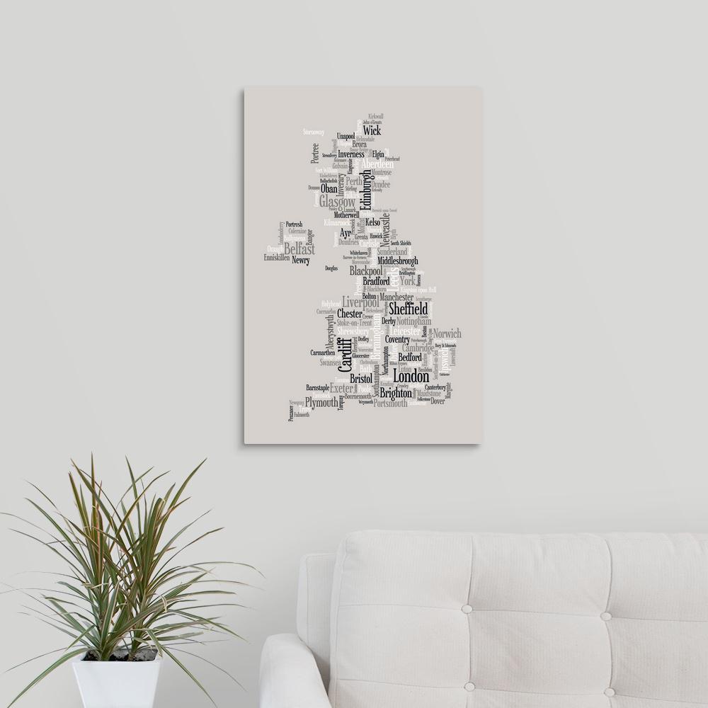 Greatcanvas Map Of United Kingdom Made Up City Names By Greatcanvas Map Of United Kingdom Made Up City Names By Michael Tompsett Canvas